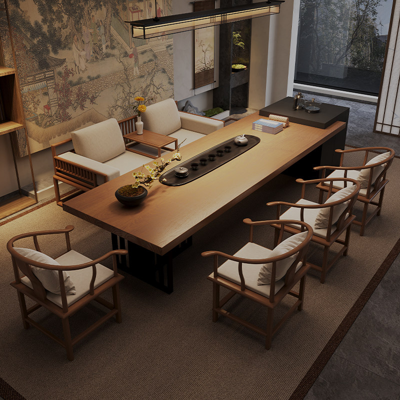 吉赠宋式美学实木罗汉床茶桌椅组合新中式家用办公室岛台一体茶台