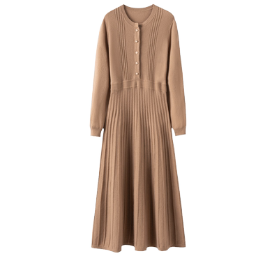 长袖连衣裙绒暖斯特圆领优雅