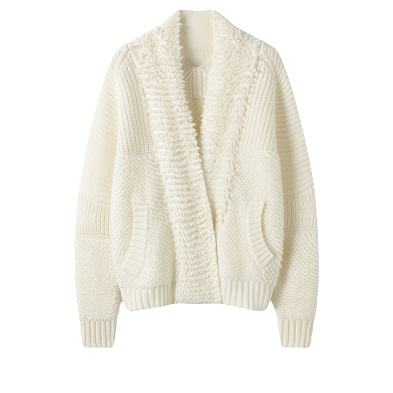 出自名门！精髓~重磅加厚V领山羊绒开衫女纯羊绒毛衣针织开衫外套