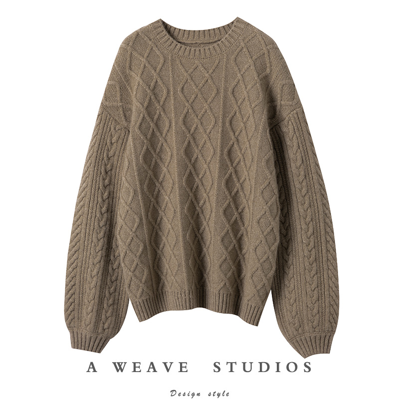 羊绒衫圆领高姿态复古