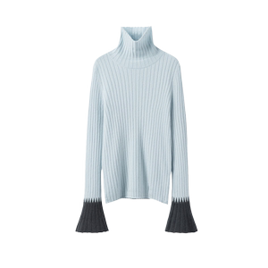 美~精致璀璨时刻！喇叭袖高领羊绒衫女纯羊绒毛衣针织打底衫秋冬