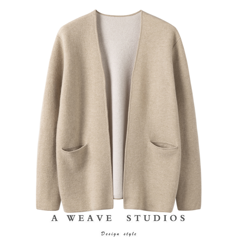 时髦太好看了!全羊绒圆领针织背心/宽松开衫两件套