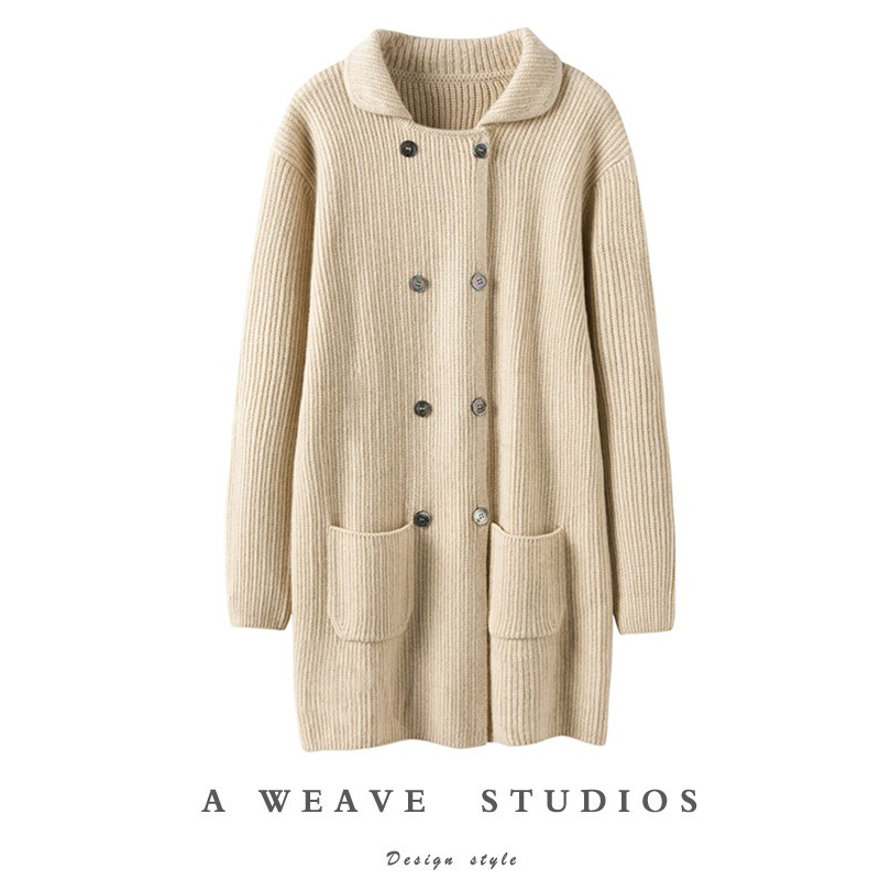 中长款纯羊绒毛衣外套宽松