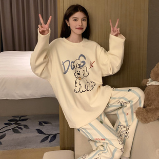 德绒睡衣女生秋冬季长袖保暖可爱奶呼呼网红爆款家居服套装可外穿