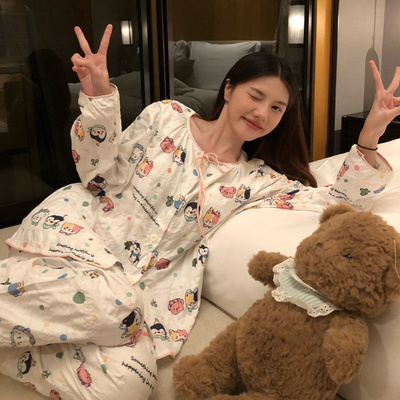 2025新款今年流行爆款睡衣女带胸垫秋冬季长袖可爱洋气家居服套装