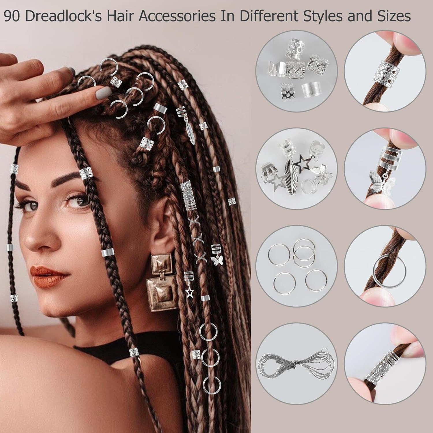 欧美时尚简约金属镂空花纹发扣假发头饰脏辫装饰编发发饰diy配件