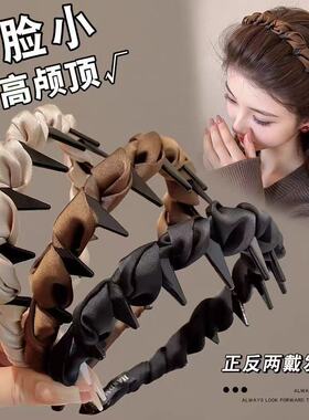 高颅带齿防滑缎面轻奢外戴发箍