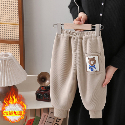 蕾托格尔长裤灯芯绒羊羔绒一体裤