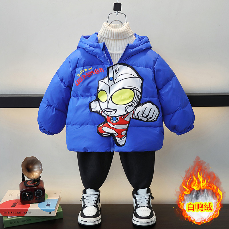 男小童羽绒服冬季2023新款洋气宝宝冬装加厚棉服儿童奥特曼外套潮