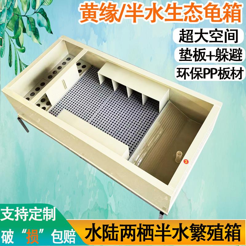 半水陆龟黄缘生态龟池家用PP龟箱养殖箱产蛋繁殖龟箱带垫板龟缸