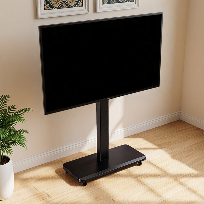 贝石可移动电视机落地式支架竖屏通用旋转升降挂架显示器带轮推车