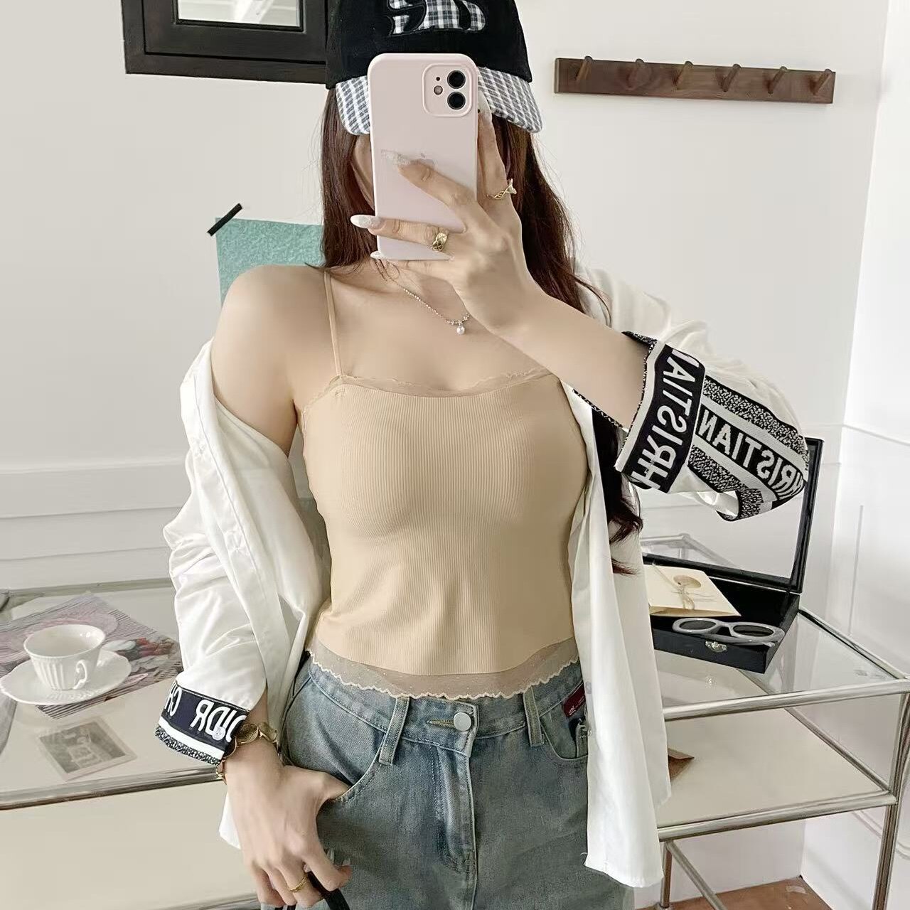 2026春夏新款蕾丝花边吊带背心女内搭带胸垫一体抹胸美背修身内衣
