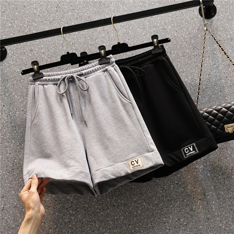 Real shot summer new loose wide leg large elastic waist casual shorts