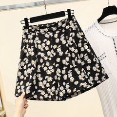 Real shot summer new large women's small daisy Chiffon floral shorts fat mm Korean wide leg casual hot pants
