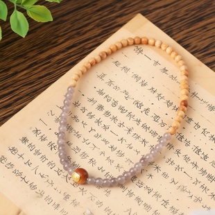 精品高油崖柏双圈手串药香柏木文玩男女手链情侣款 盘玩木质手串