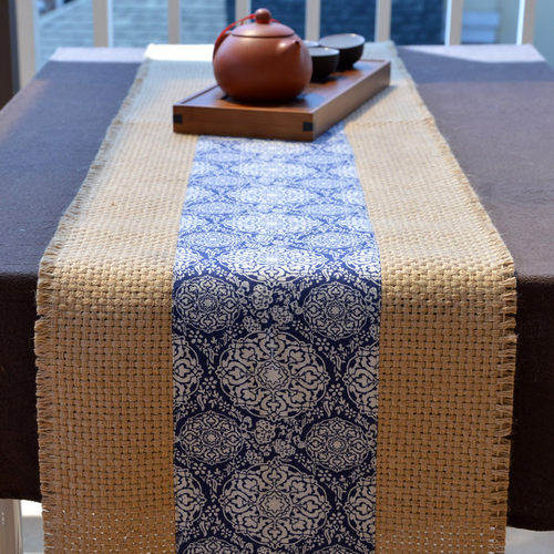 桌旗粗麻中式茶艺干泡台