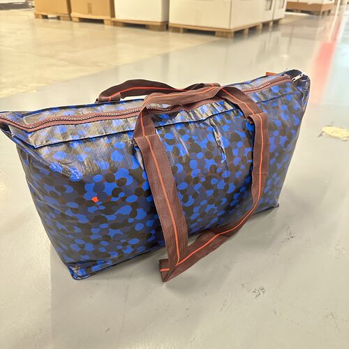 IKEA宜家斯皮尤索手提袋蓝色图案拉链收纳袋大容量的挎包正品包邮