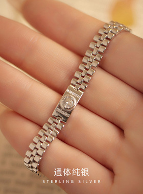 崔妍饰界S925银韩式风时尚表带锆石手链高级感个性小众男女手饰潮