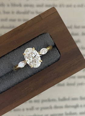 隆隆金新款S925银 6*9椭圆小巧三石金色戒指欧美时尚直播跨境款