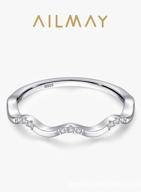 原创简约925银日韩波浪形戒指女INS冷淡风可叠戴排戒新款个性女戒