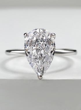 隆隆金S925银水滴戒指wish跨境新款欧美配饰7*11白色梨形戒指环