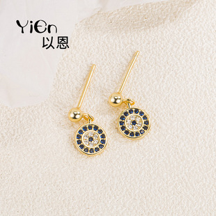 欧美跨境S925纯银恶魔之眼耳钉复古不过敏银针耳饰Stud earrings