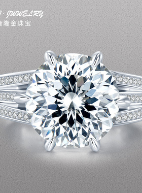 隆隆金珠宝新款S925银14mm高碳钻烟花切欧美豪华超闪求婚戒指跨境