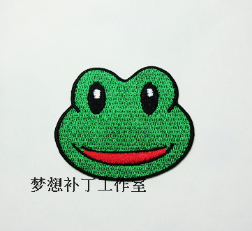 绿色青蛙刺绣 背包双肩包衣服补丁贴布布贴DIY魔术贴章,居家布艺,布贴,淘宝优惠券,粉丝福利购,淘宝优惠卷