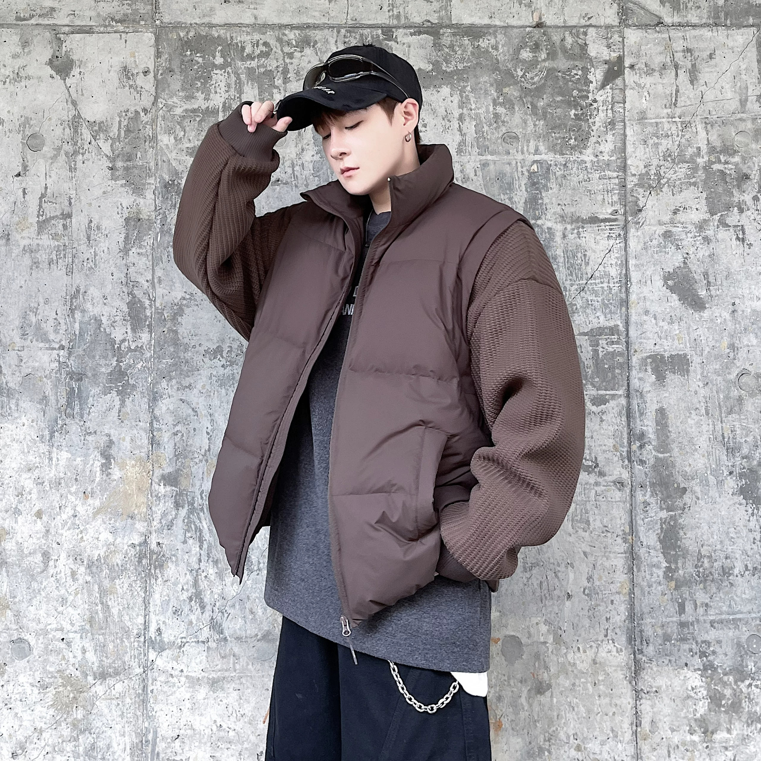 一件两穿可拆卸袖子羽绒服男外套
