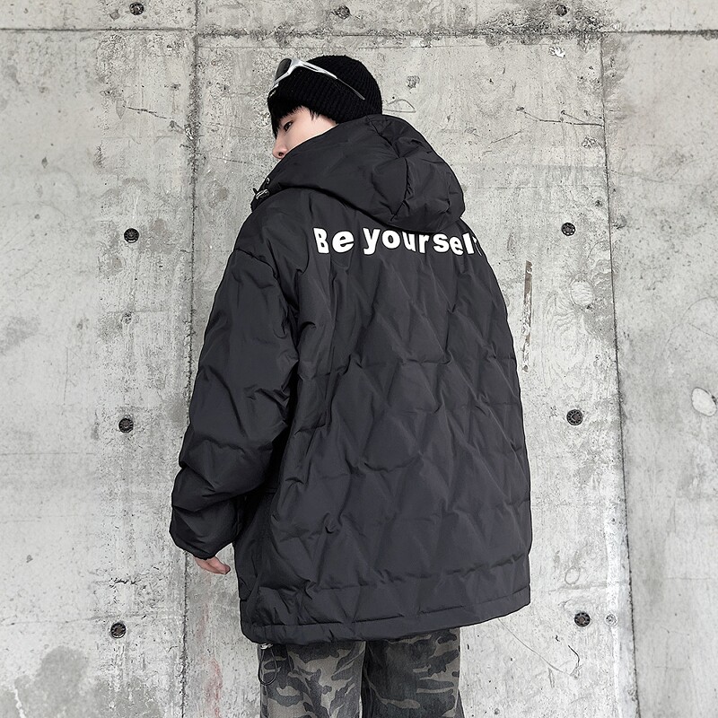 冬季轻薄男连帽宽松大码羽绒服