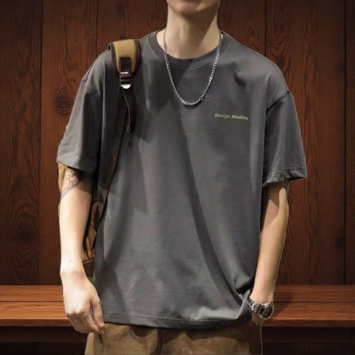 重磅纯棉短袖日系复古宽松男T恤