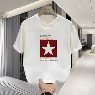 美式痞帅重磅纯棉短袖T恤男宽松