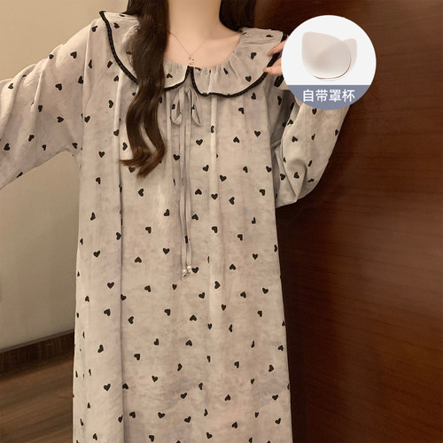 公主风睡衣女春秋款带胸垫凯蒂猫