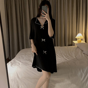 性感睡裙夏天睡衣女士2026新款春秋季薄款短袖莫代尔连衣裙家居服