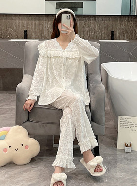 睡衣女款春秋季金丝绒长袖套装网