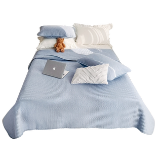 森柔纯色床单夹棉纯棉床盖150x180x200cm榻榻米单双人枕套水洗夏