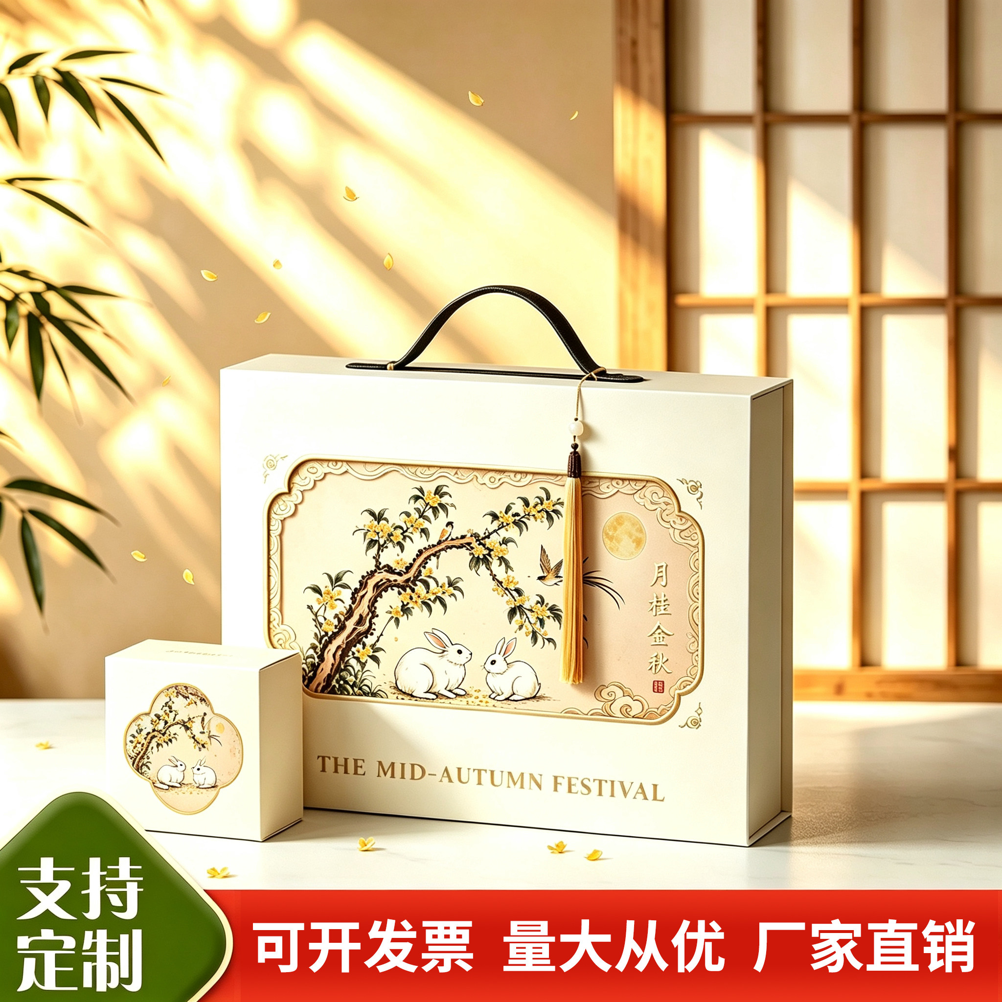 中秋月饼礼盒8粒装高端手提月饼礼品盒通用空盒定制批发包装盒