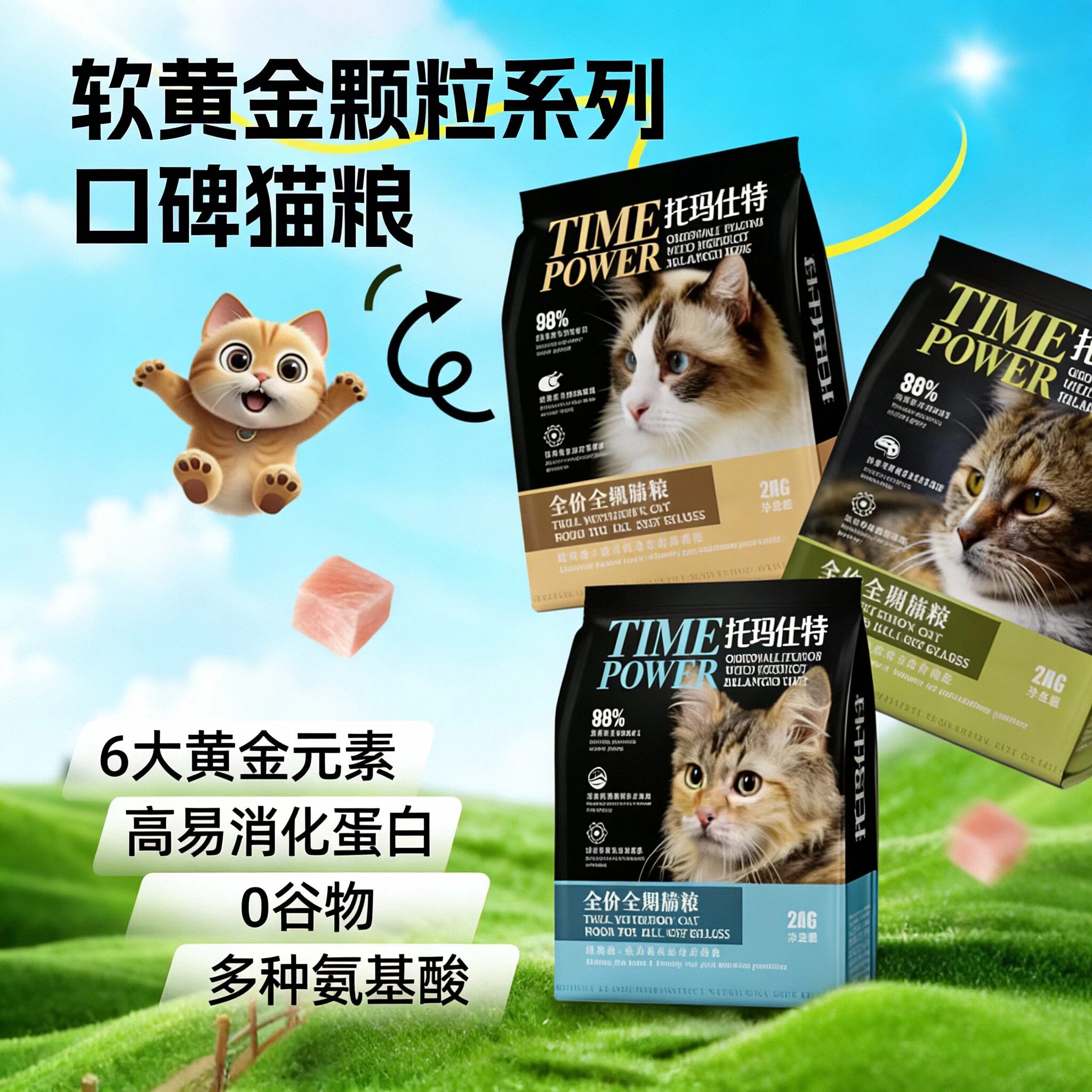 托玛仕猫粮活力软黄金猫粮滋补牛肉禽肉宴深海三文鱼肉兔肉卵磷脂