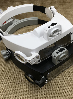 5个LED可调节冷暖光头戴式阅读维修珠宝鉴定放大镜81007RD黑白色