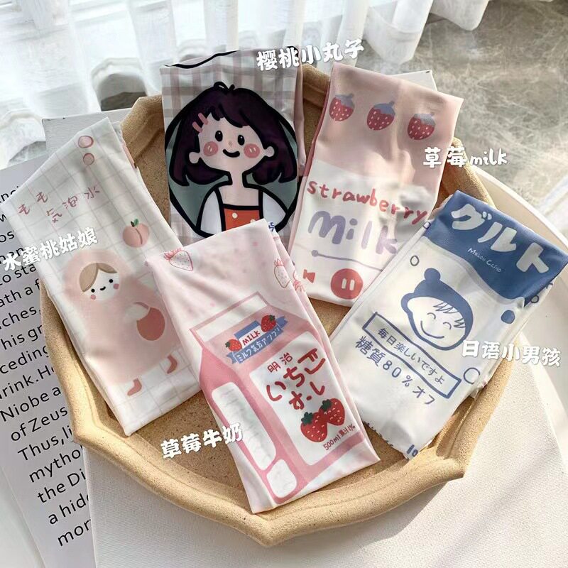 文艺卡通日系可爱开车防嗮袖套女手袖护臂冰丝防紫外线袖