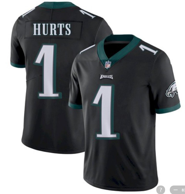 费城老鹰橄榄球服Philadelphia Eagles 1号Hurts球衣刺绣训练服男