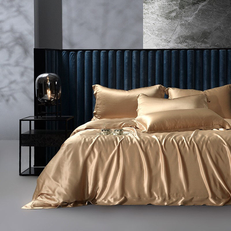 轻奢水洗真丝四件套高级感丝滑裸睡床单床笠绸缎被套丝绸床上用品
