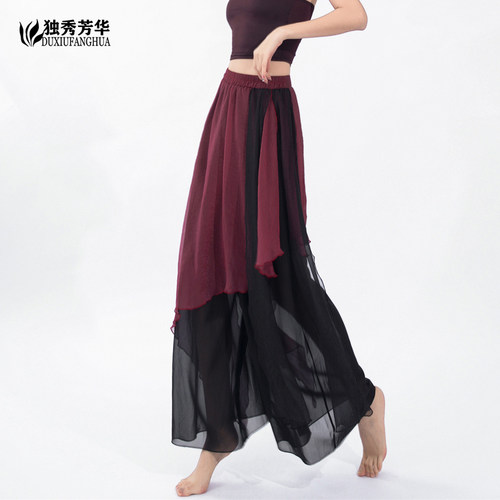 独秀芳华古典舞亮丝飘逸阔腿裙裤