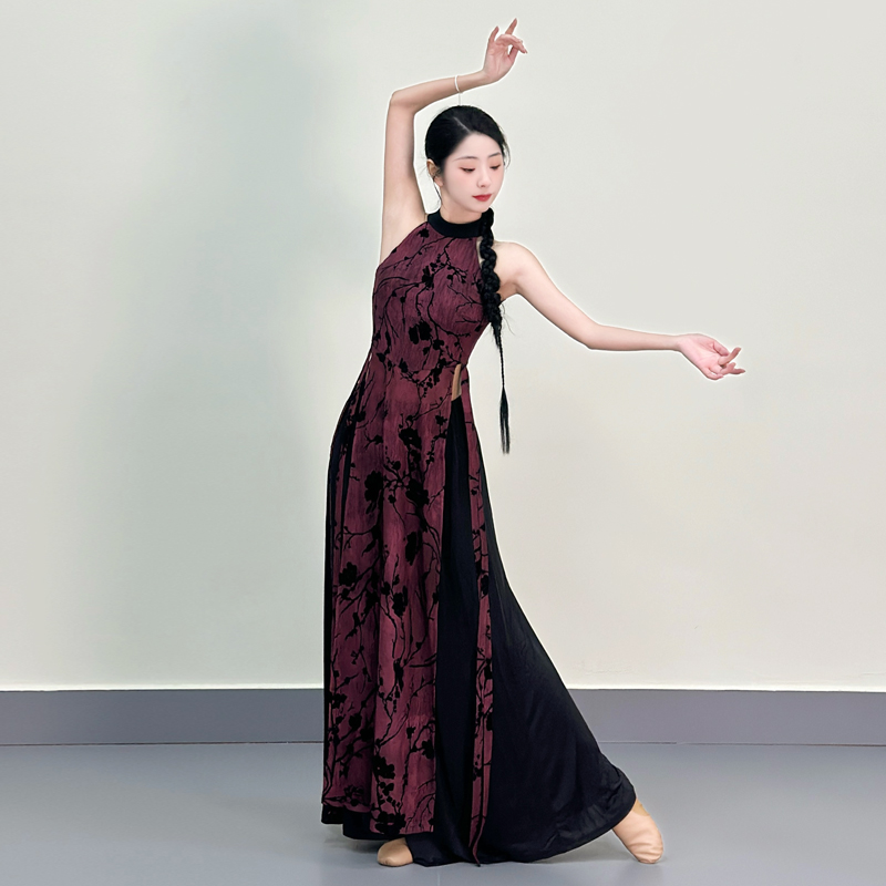 古典舞改良旗袍飄逸顯瘦飄帶裙