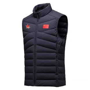 安AN赞助国家队羽绒马甲2024秋冬新款白鸭绒保暖轻薄羽绒坎肩刺绣