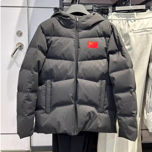 安踏冠军国家队2025运动羽绒服男女短款连帽保暖羽绒外套冬季国旗