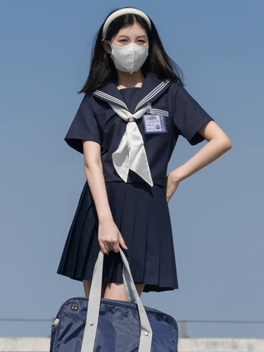 Японская школьная юбка, лонгслив, базовая униформа, комплект