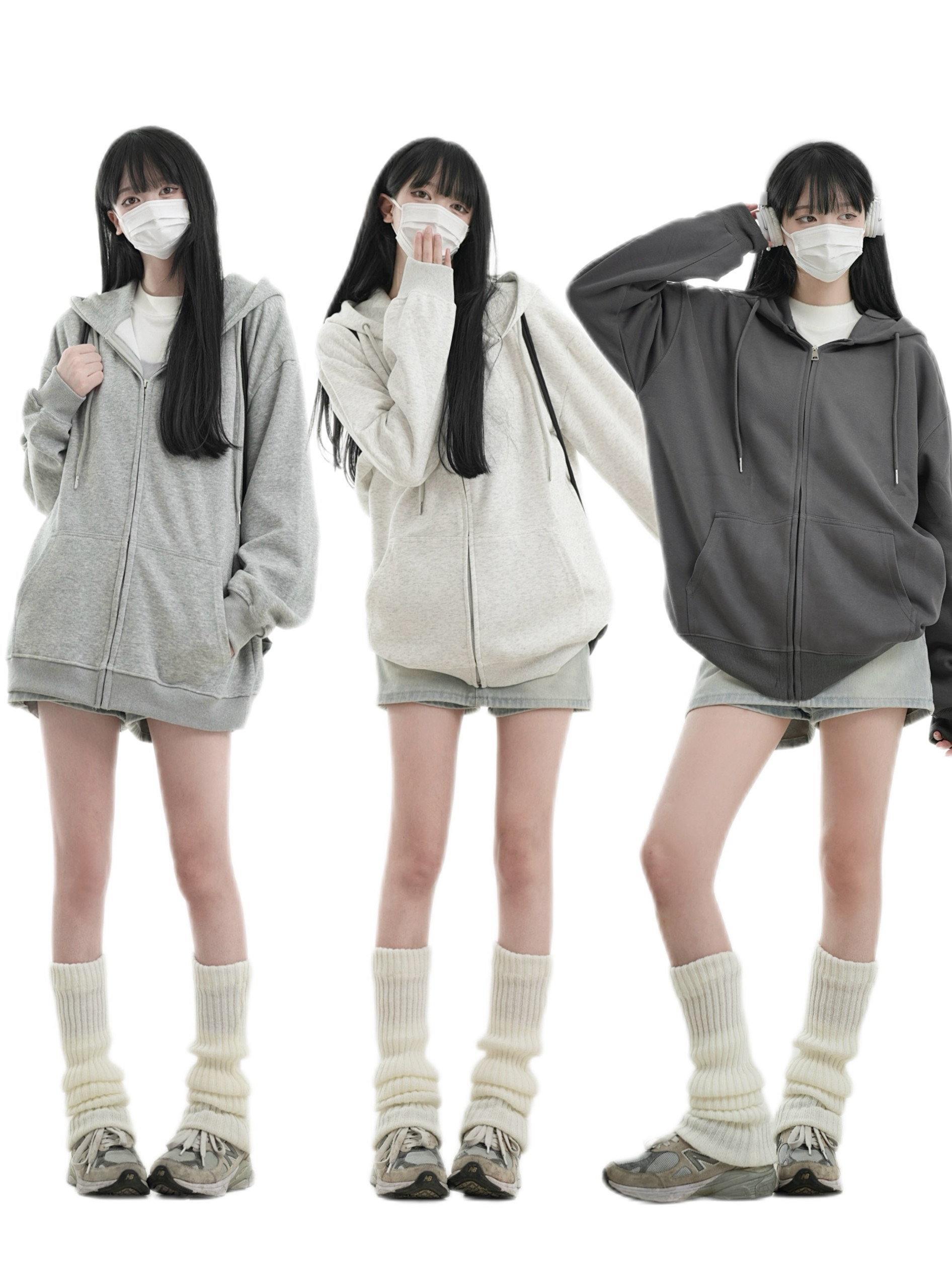 咖喱人秋新款休闲连帽开衫卫衣外套宽松百搭运动慵懒日韩上衣百搭