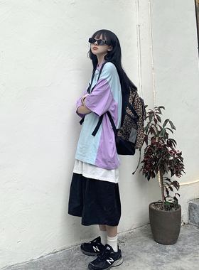 Takeoff咖喱人原创拼色polo宽松日系bf百搭街头国潮Ins休闲两色T