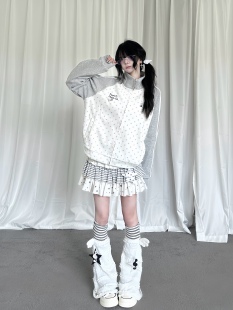 咖喱人秋季y2k亚萌穿搭星星卫衣拼接外套百搭立领开衫外套少女
